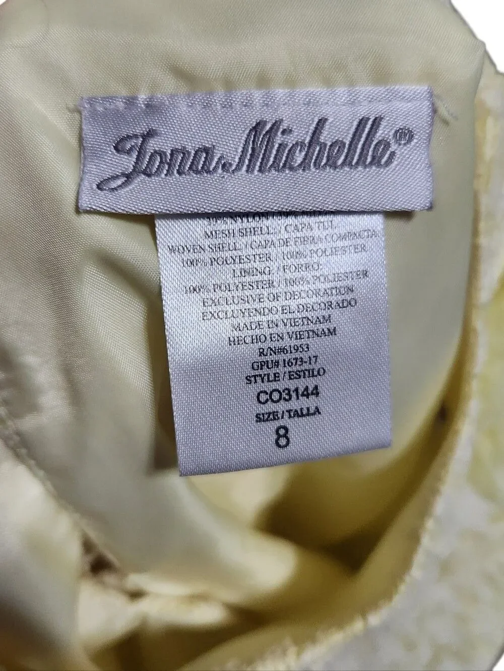 Jona Michelle Dress Size 8 Yellow Lace Sleeveless Long Fit and Flare